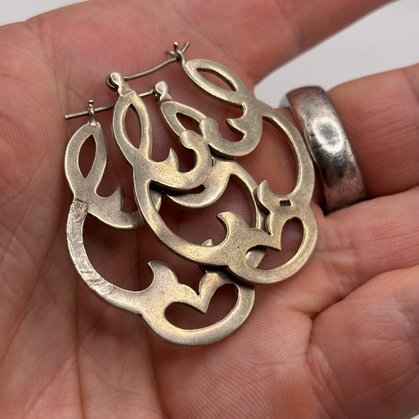 Silver Large Unusual Earrings