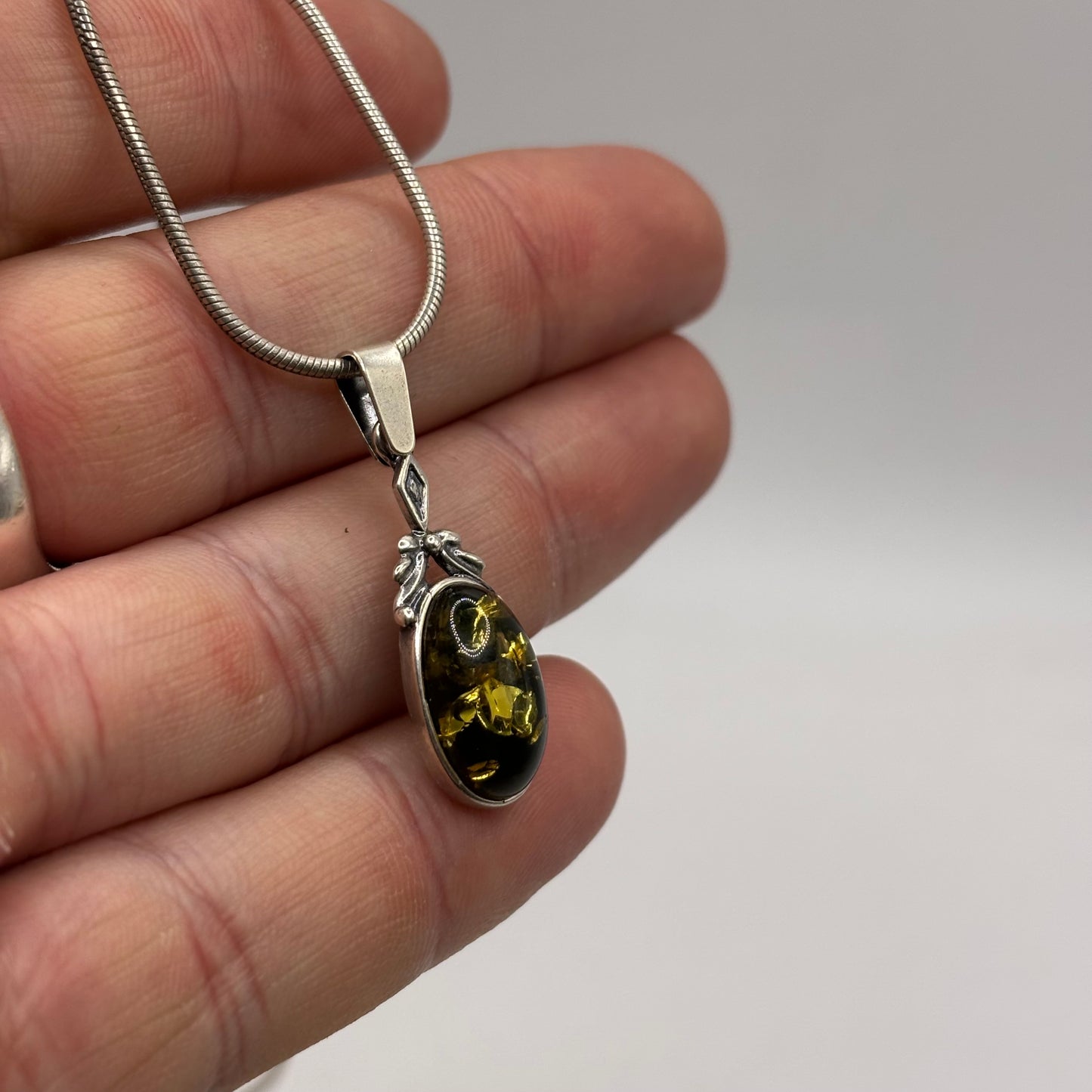 Silver 16” Baltic Amber Necklace