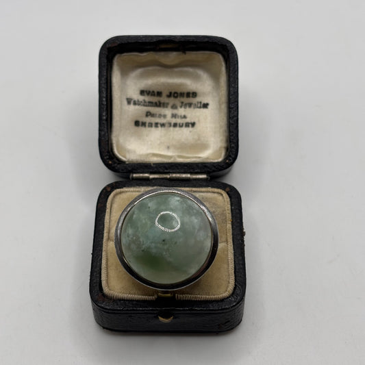 Silver Chunky Jade Ring (M 1/2)
