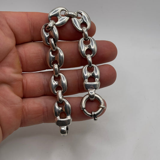 Silver 7” Marina Puff Link Bracelet