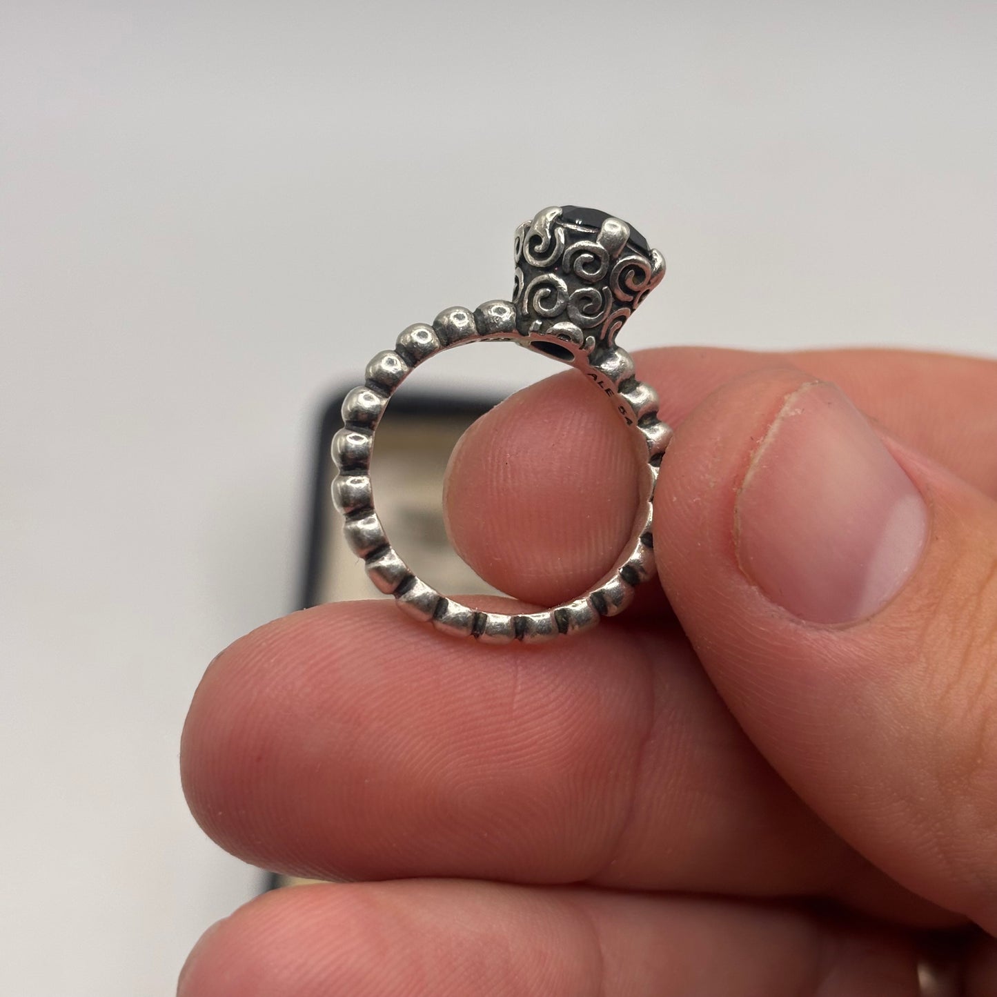 Silver Pandora Onyx Bubble Ring (N)