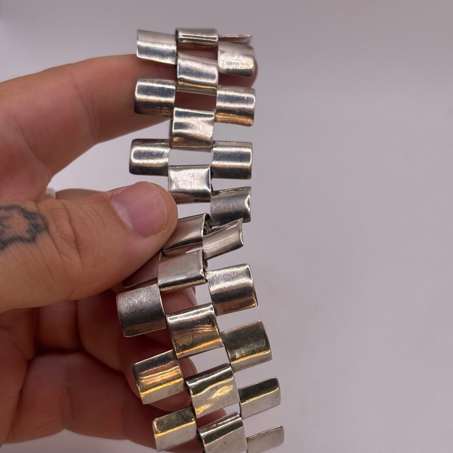 Silver 6.5” Unusual Link Bracelet