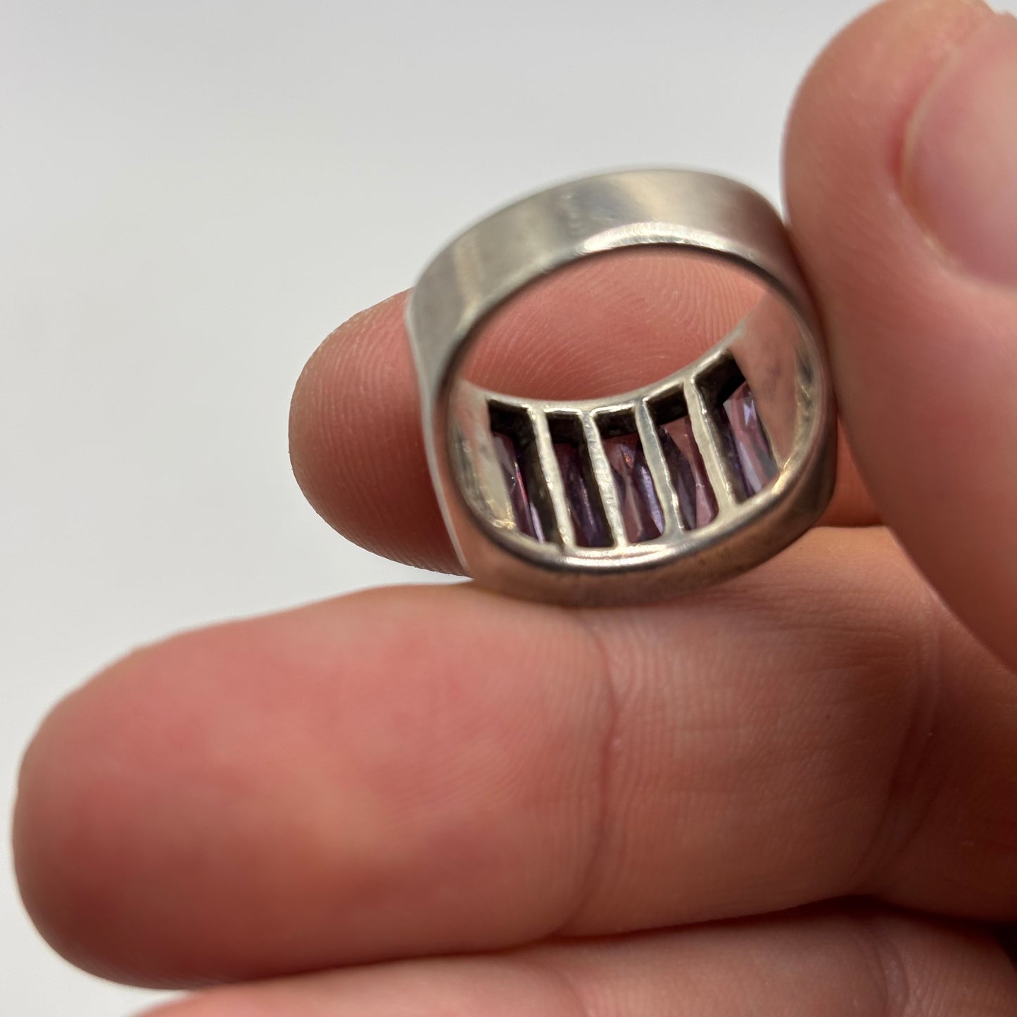 Silver Heavy Amethyst Ring (N)