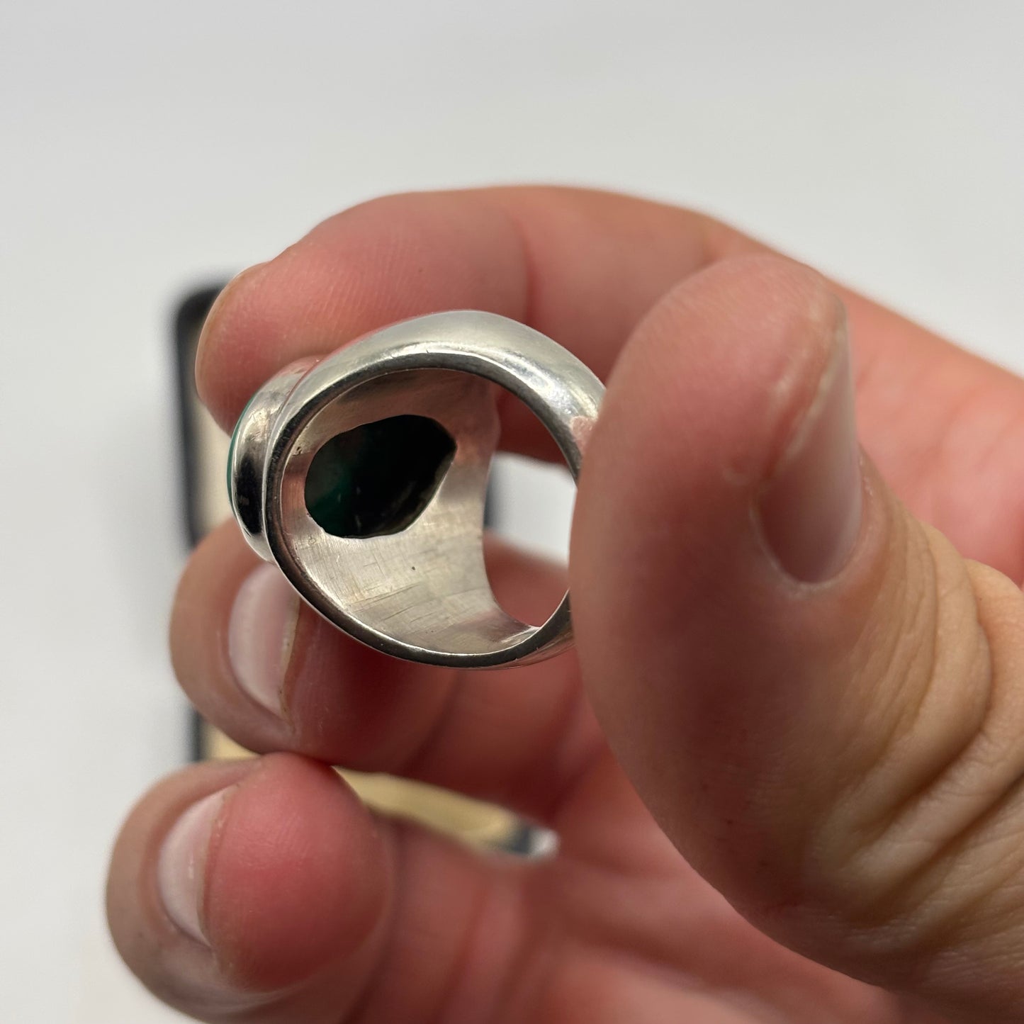 Silver Heavy Malachite Ring (M)