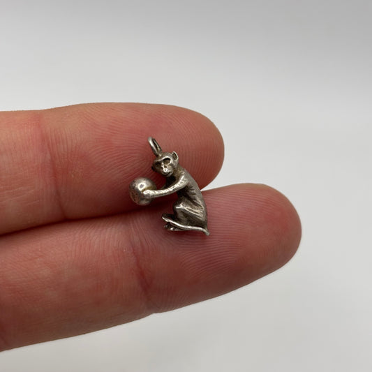 Silver Vintage Monkey & Ball Pendant