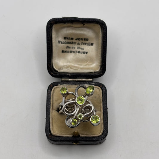 Silver Peridot Abstract Ring