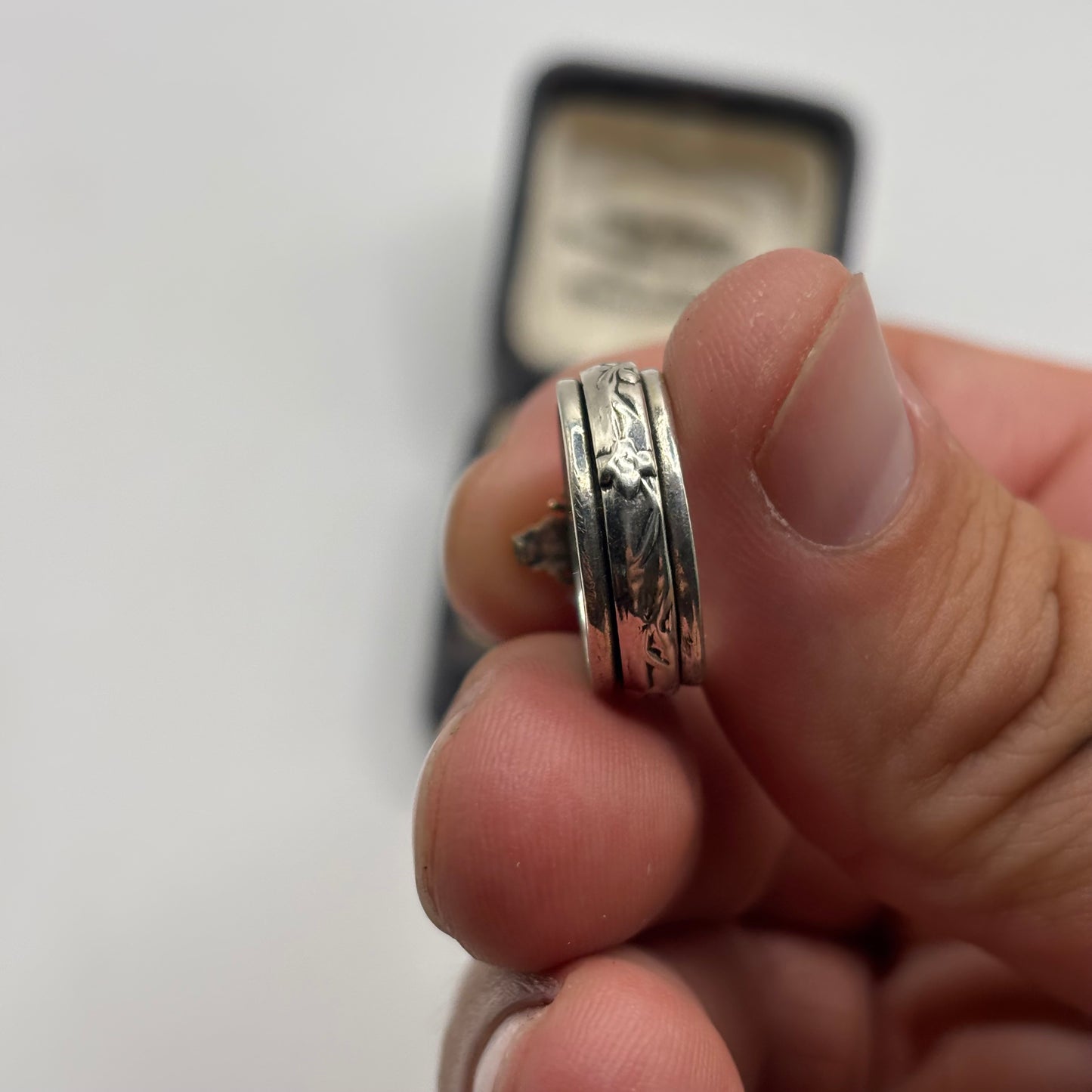 Silver Bee Spinner Ring (J)