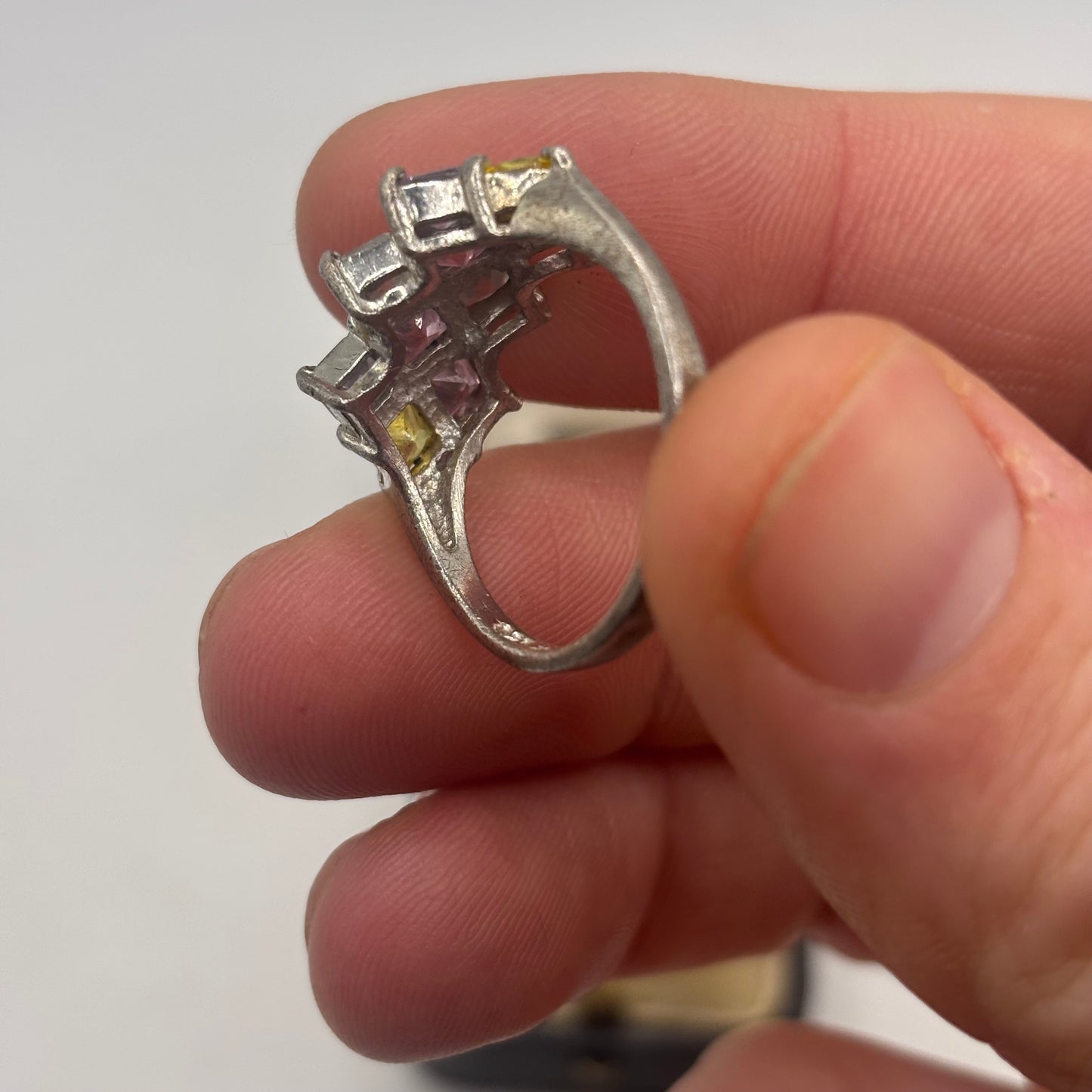 Silver Multicoloured Zirconia Ring (S)