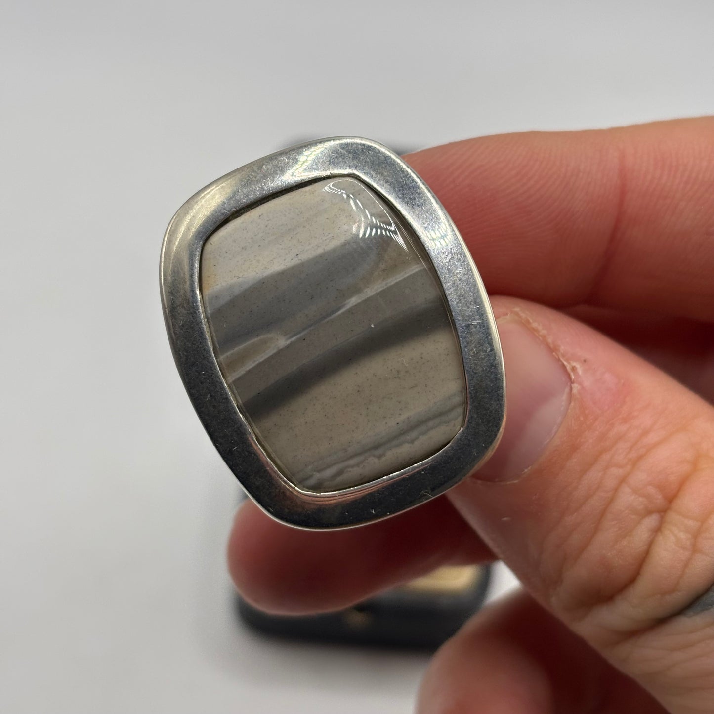 Silver Scenic Jasper Ring
