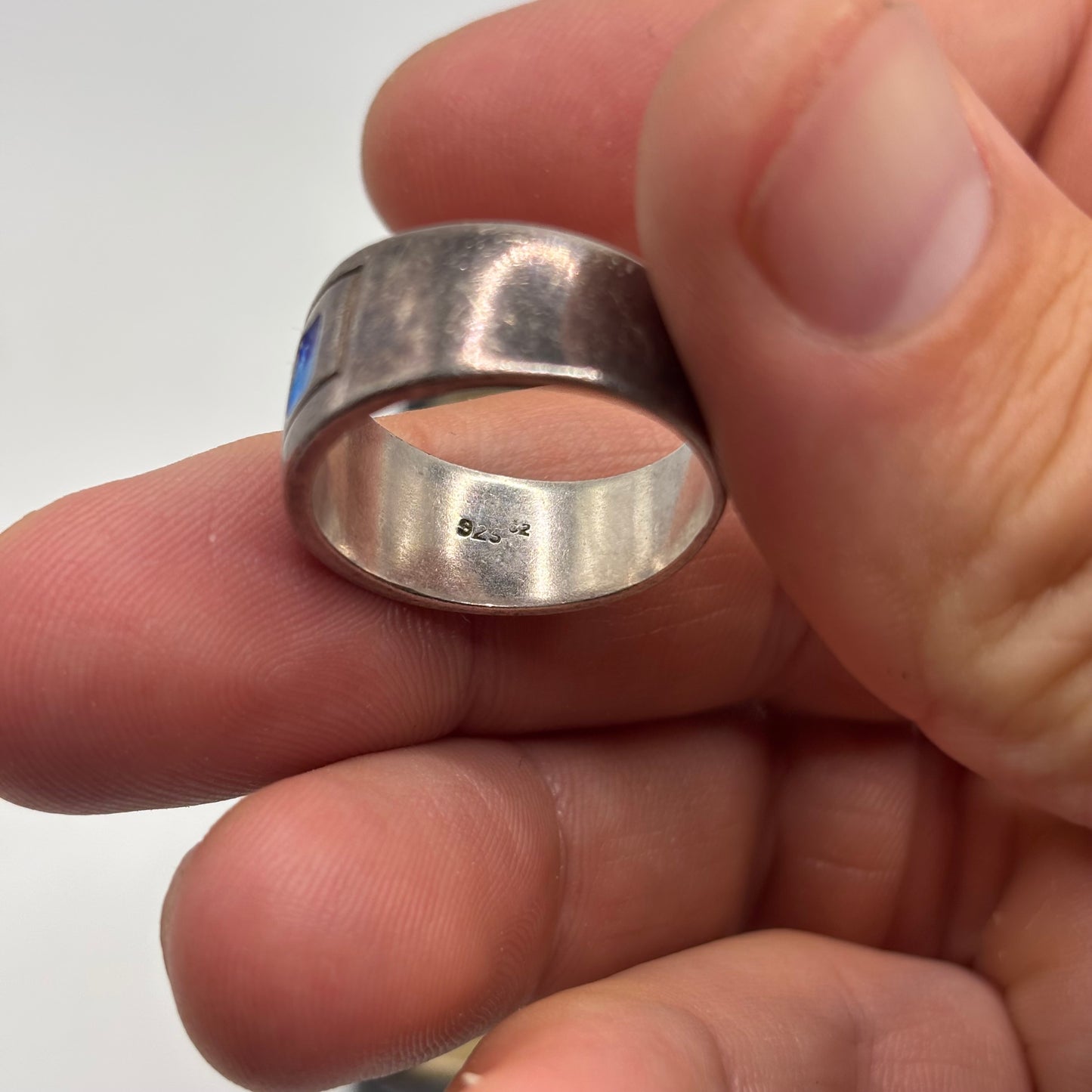 Silver Designer Enamel Band Ring (R 1/2)