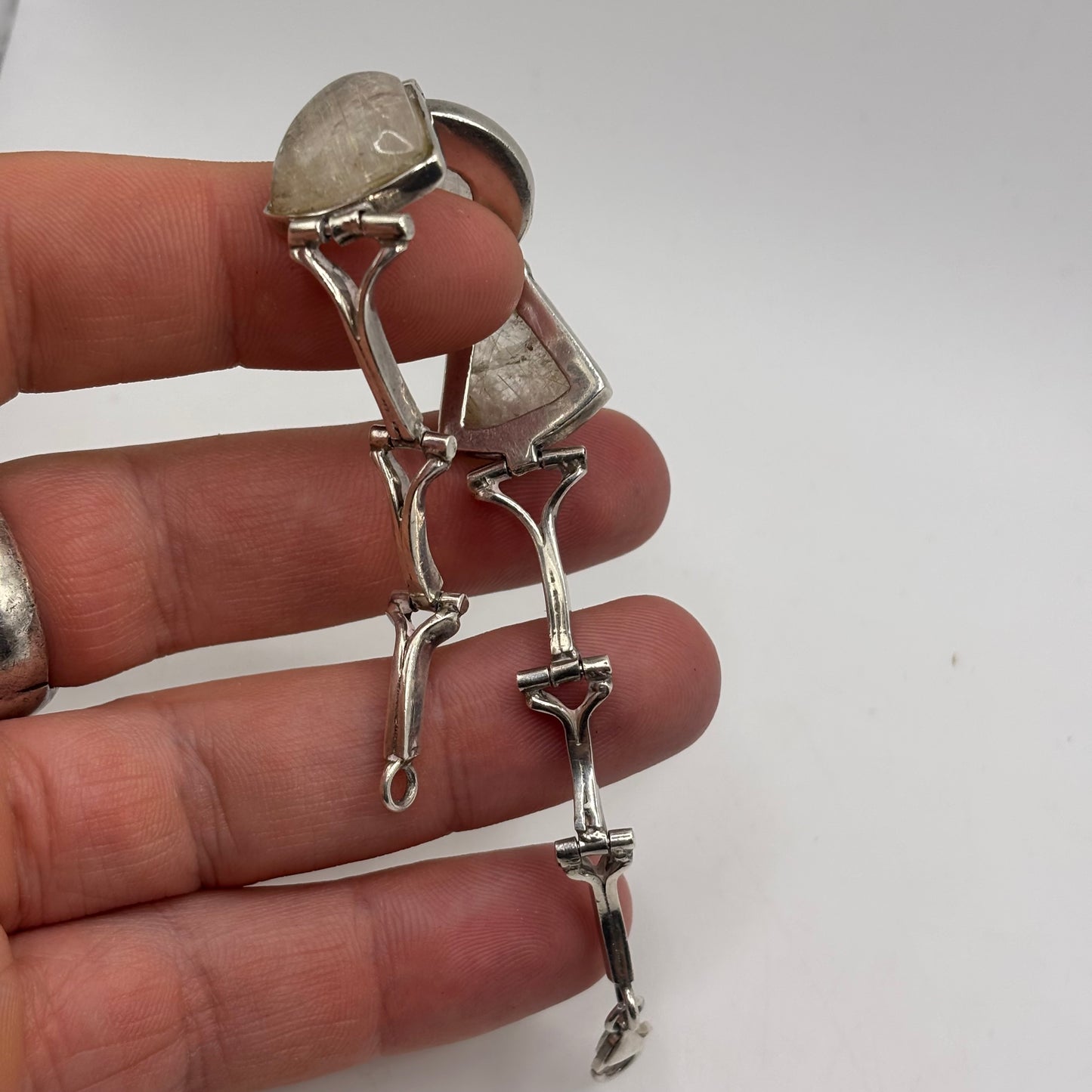 Silver 7” Rutilated Quartz Bracelet