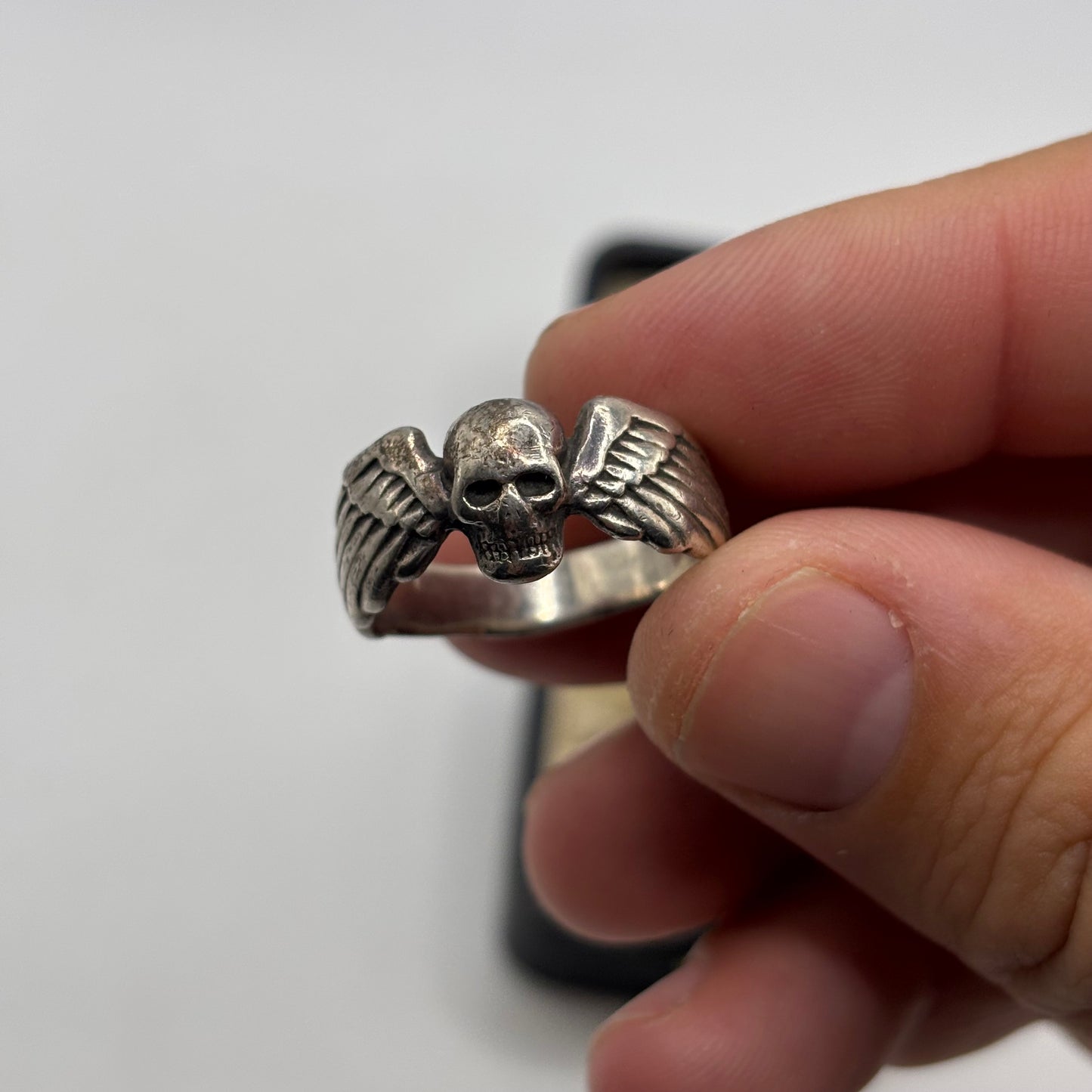 Silver Vintage The Great Frog Winged Skull Ring (S)