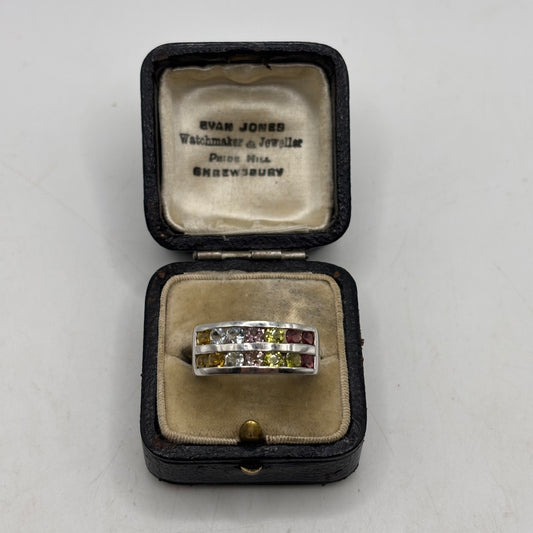 Silver Mixed Gem Ring (Q)