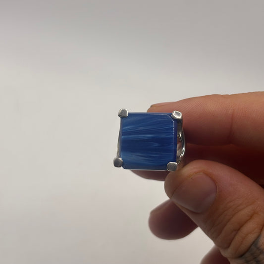Silver Unusual Blue Stone Ring
