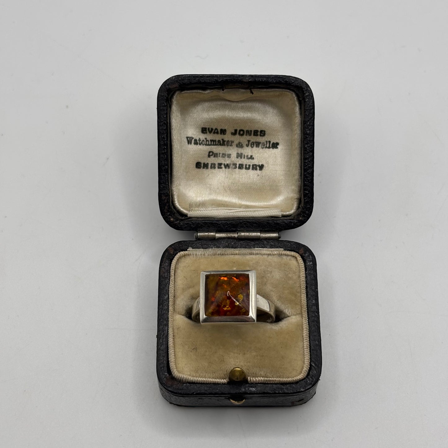 Silver Amber Ring