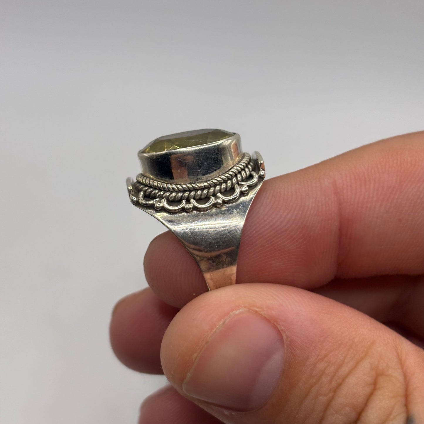 Silver Large Citrine Ring (Q)