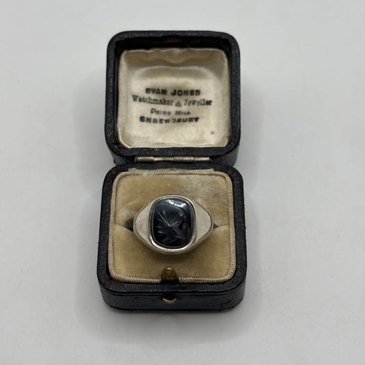 Silver Hematite Gladiator Signet Ring (P)