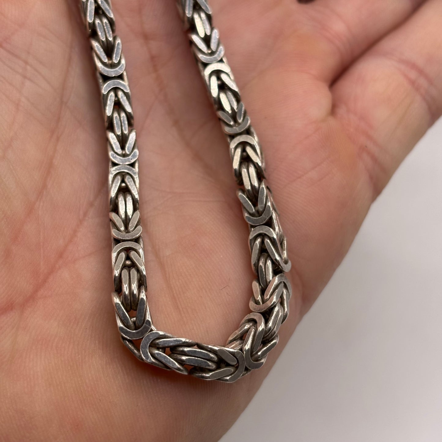 Silver Heavy 18” Byzantine Necklace