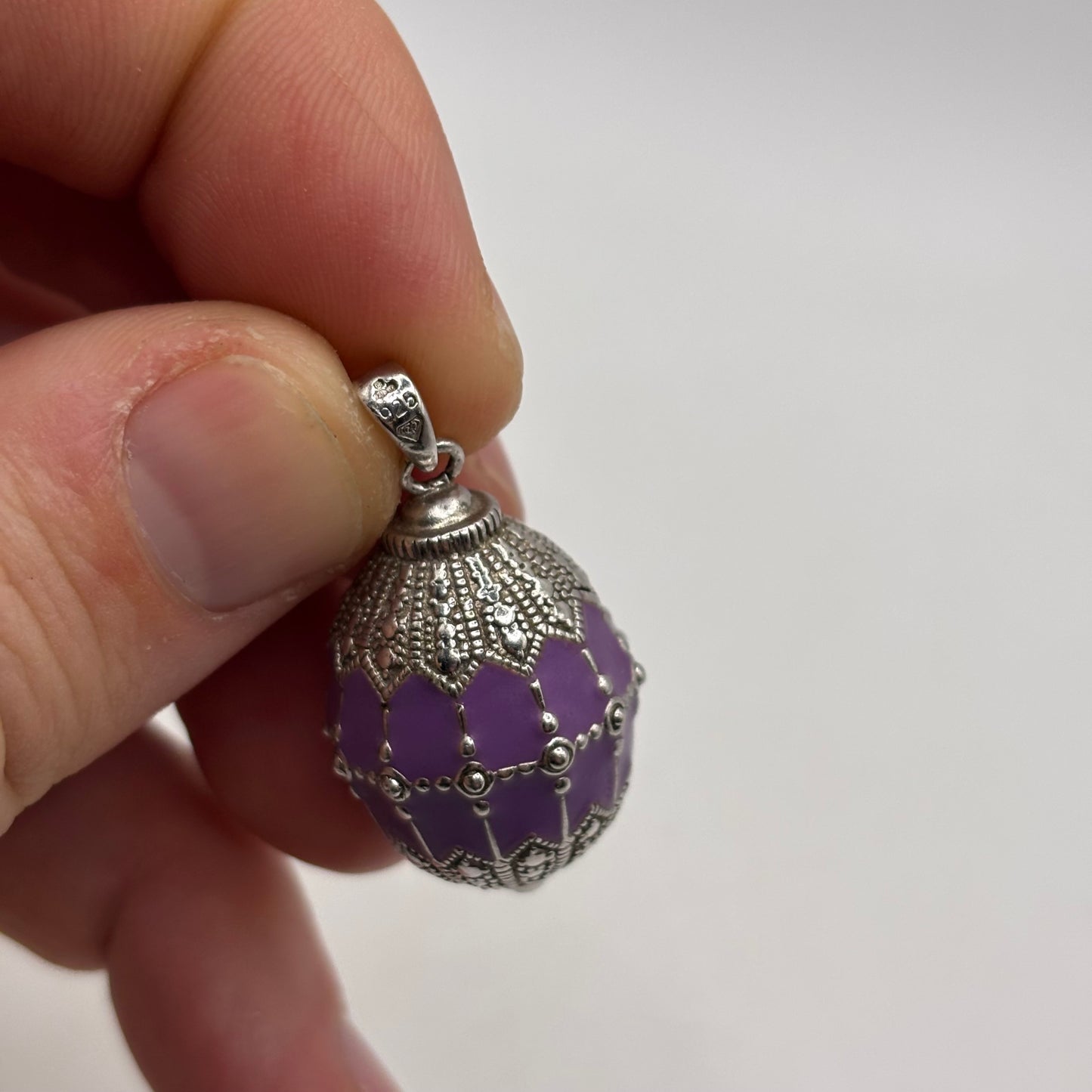 Silver Enamel Egg Pendant