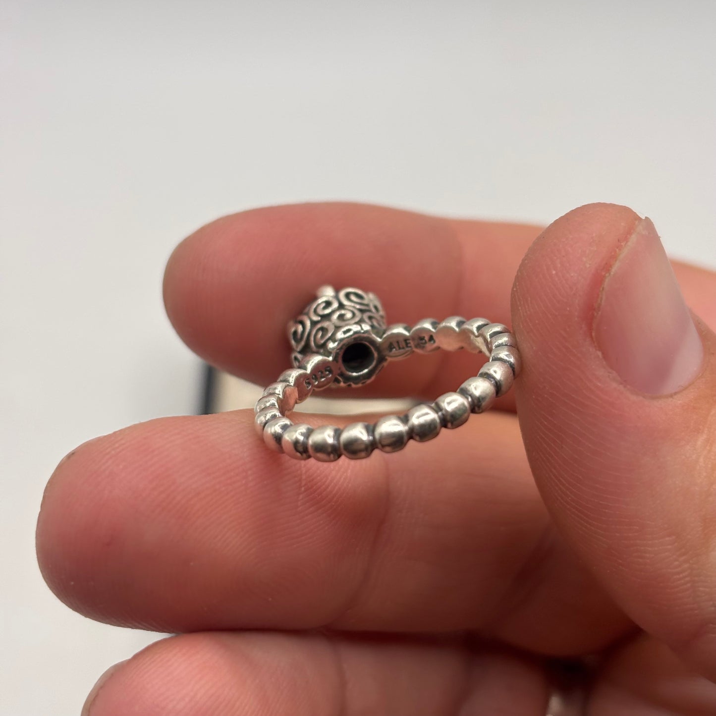 Silver Pandora Onyx Bubble Ring (N)