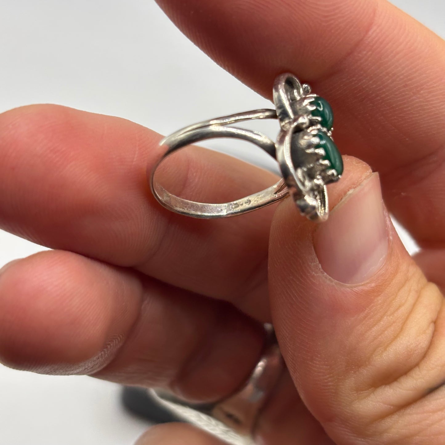 Silver Green Agate Ring