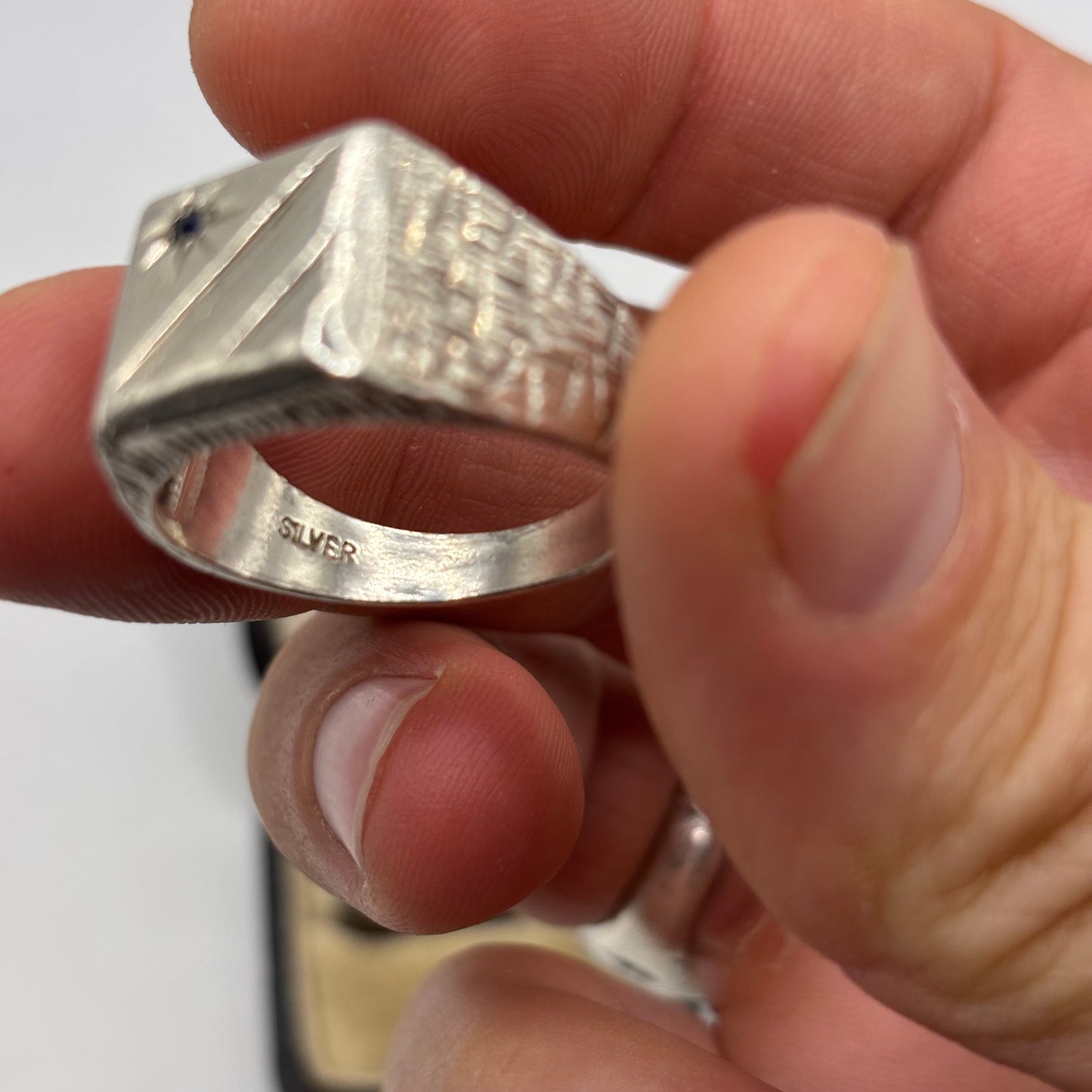 Silver Vintage Sapphire Signet Ring