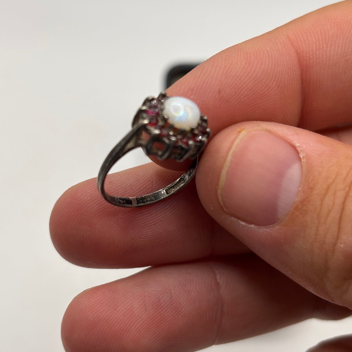 Silver Garnet & Opal Ring (K)