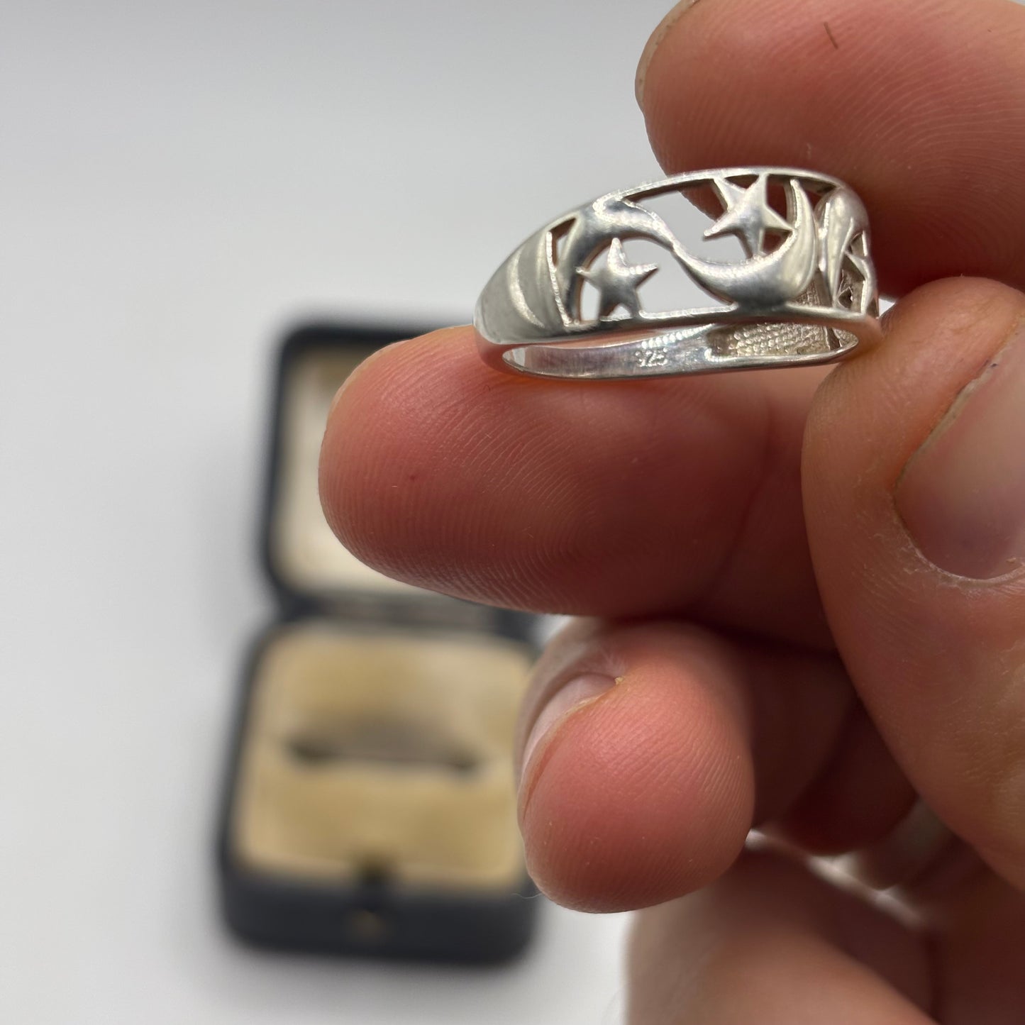 Silver Moon & Star Ring