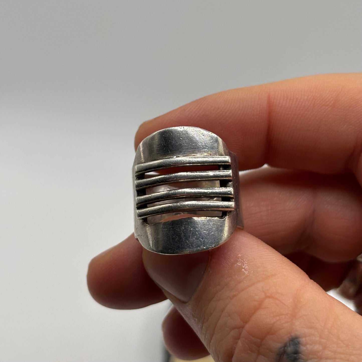 Silver Modernist Band Ring