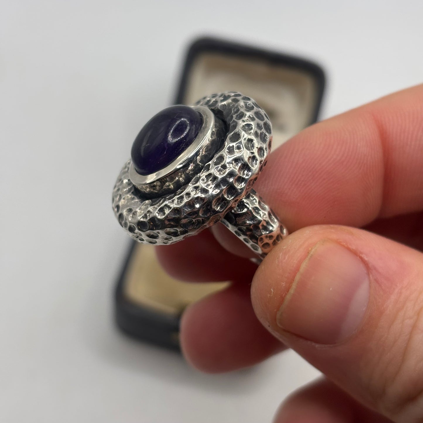 Silver Heavy Unsual Amethyst Ring (M)