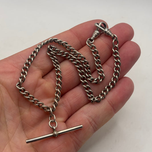 Silver 14” Antique Albert Watch Chain