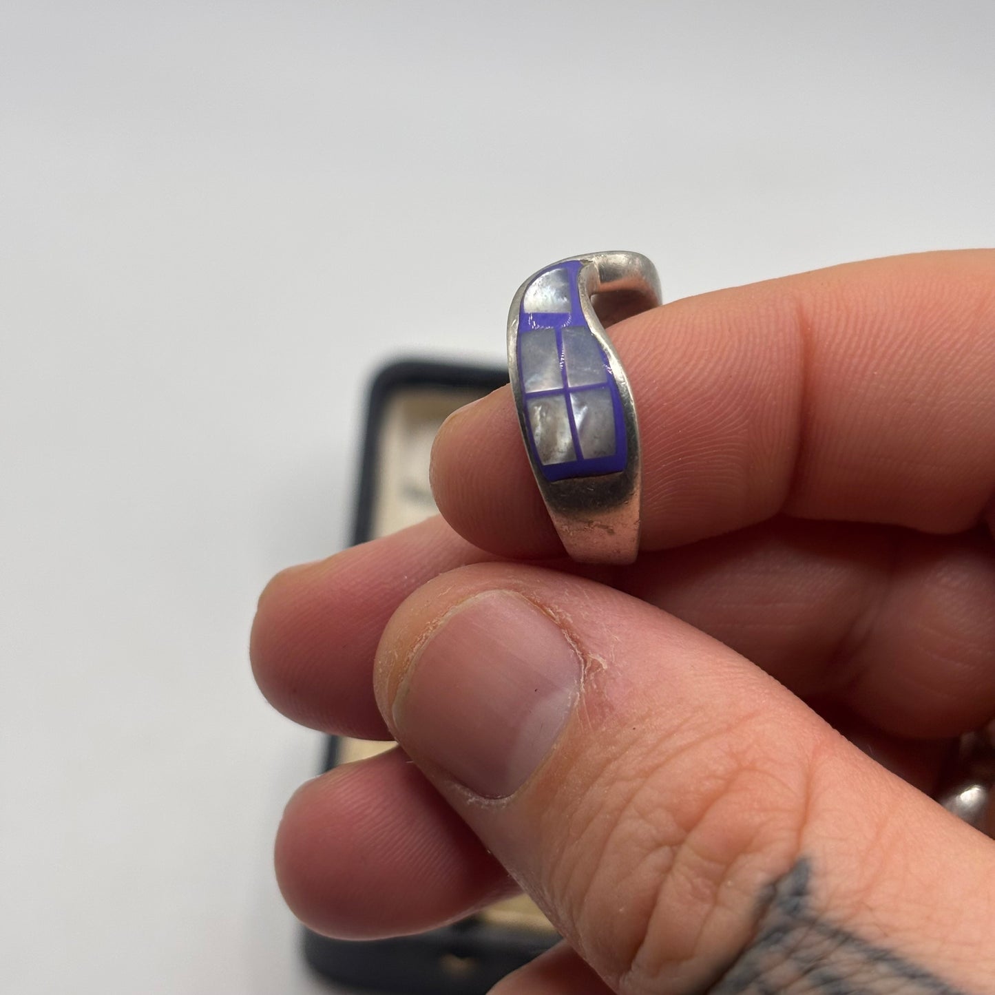 Silver Pearl Inlayed Ring