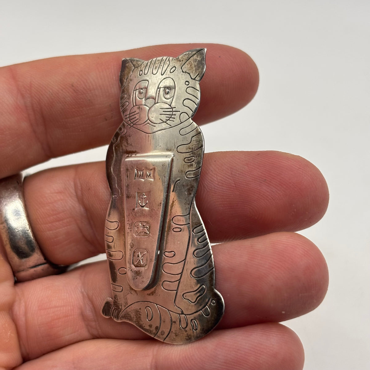 Silver Unusual Cat Bookmark