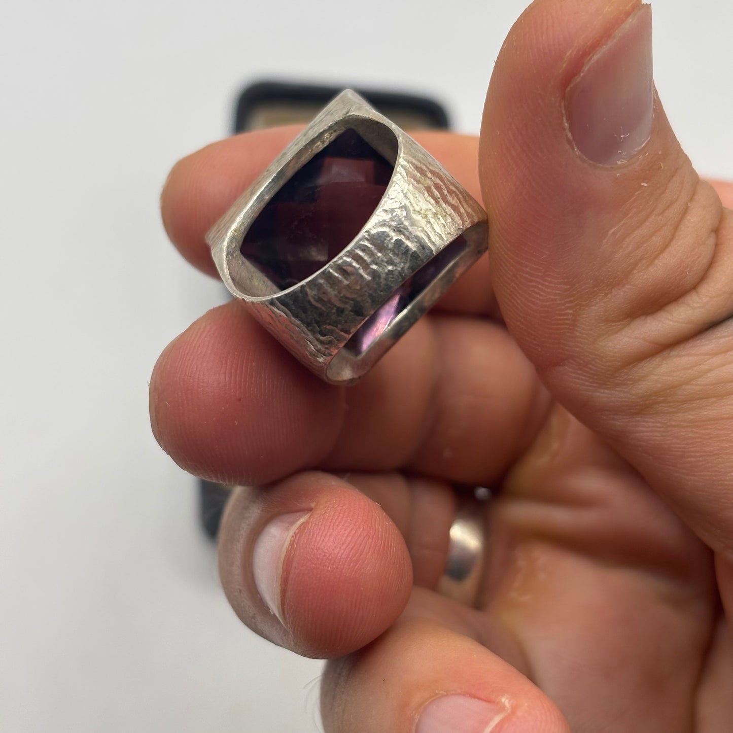 Silver Large Amethyst Ring