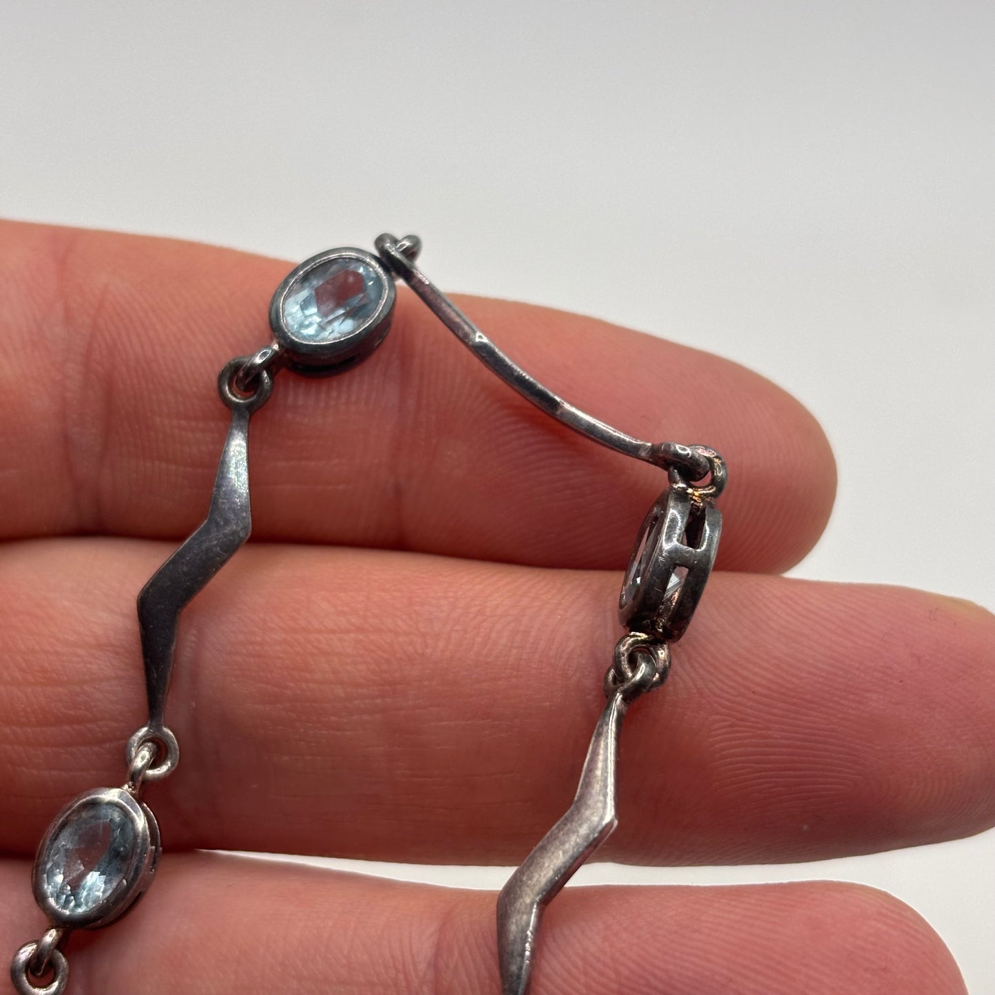 Silver 7.5” Blue Topaz Bracelet