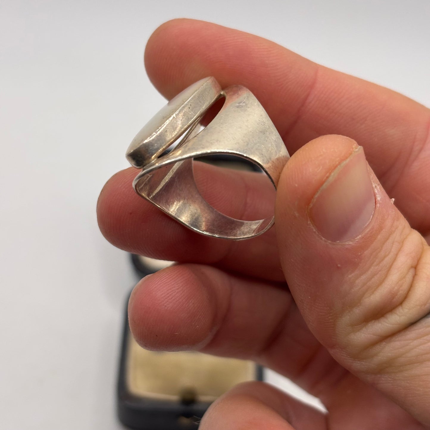 Silver Large Pearl Ring