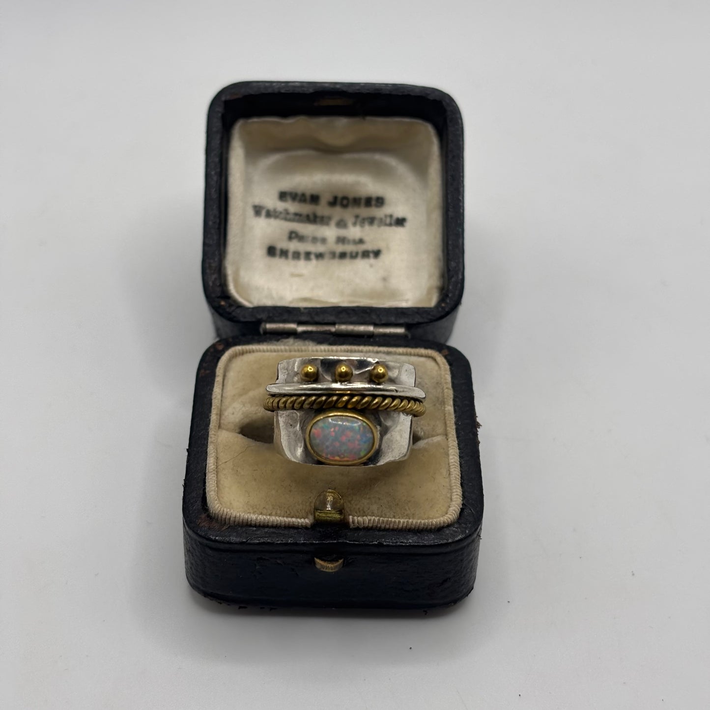 Silver Opal Band Ring (L)