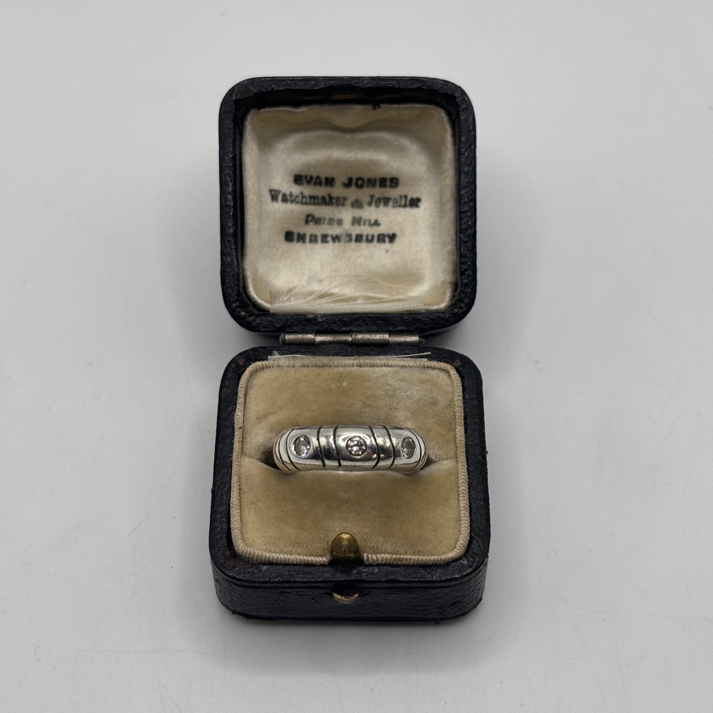 Silver 3 Stone CZ Band Ring