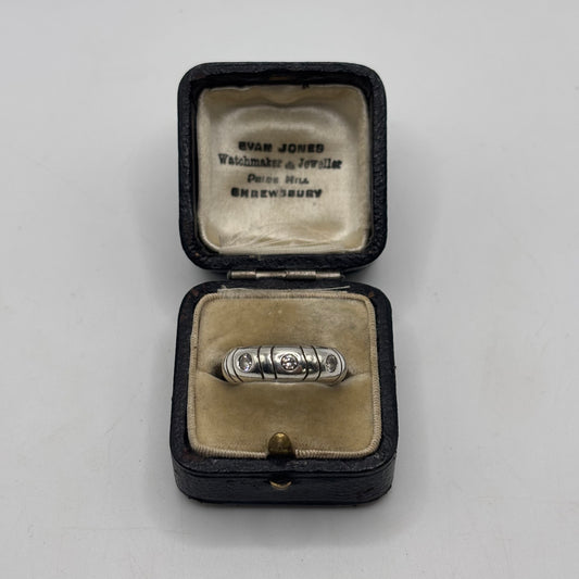Silver 3 Stone CZ Band Ring