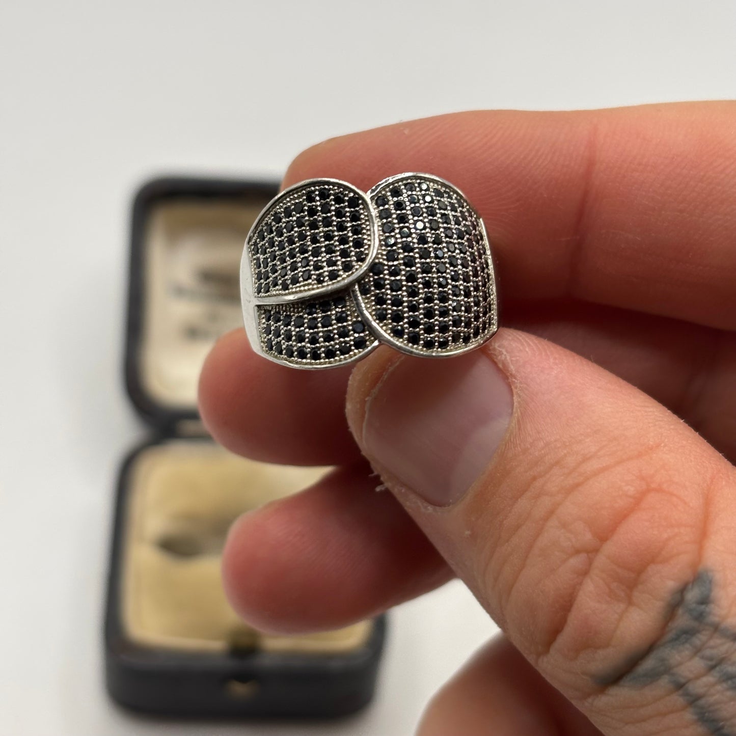 Silver Black CZ Ring