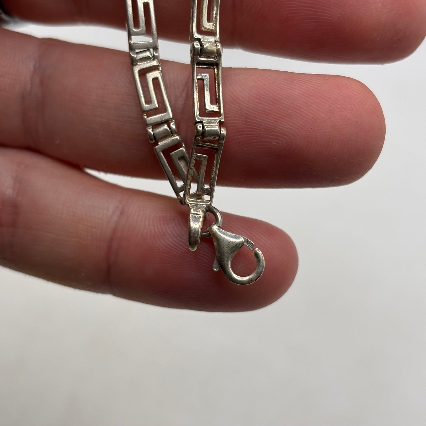 Silver 7” Turquoise Greek Bracelet