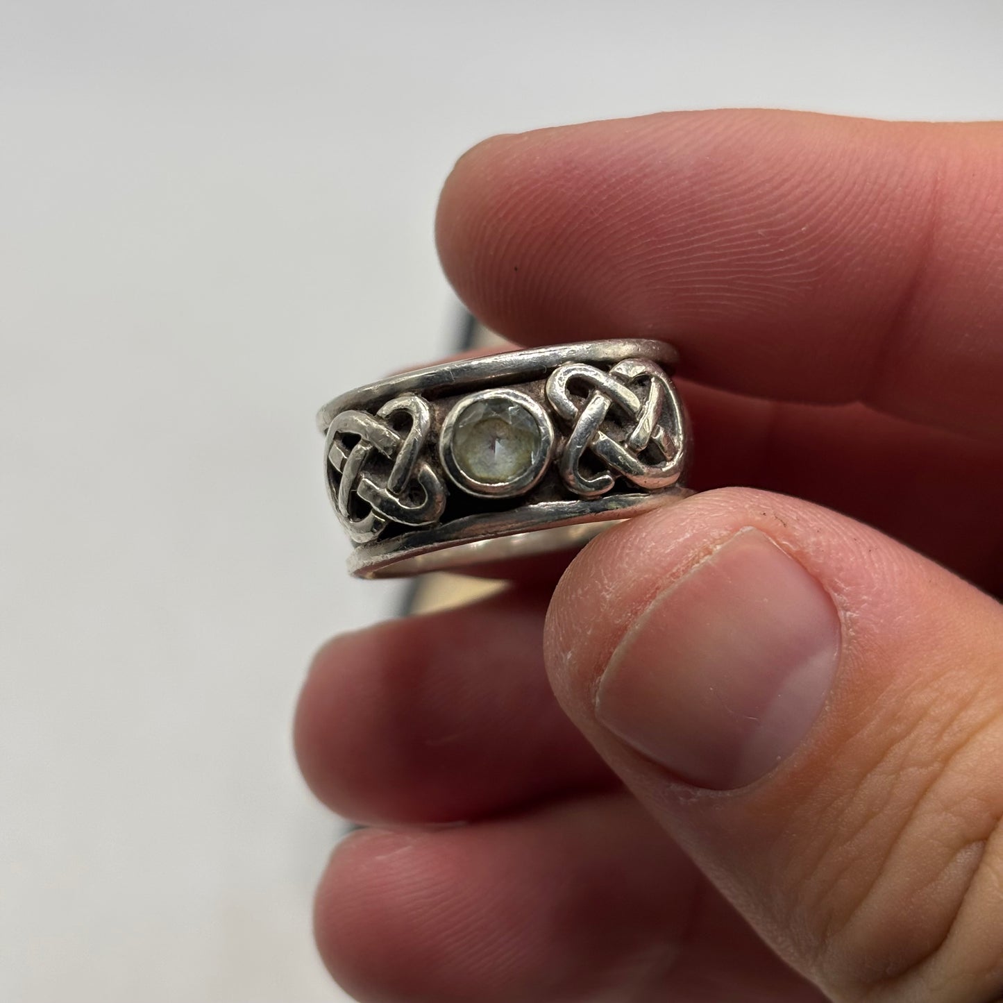 Silver Celtic Topaz Ring (P)