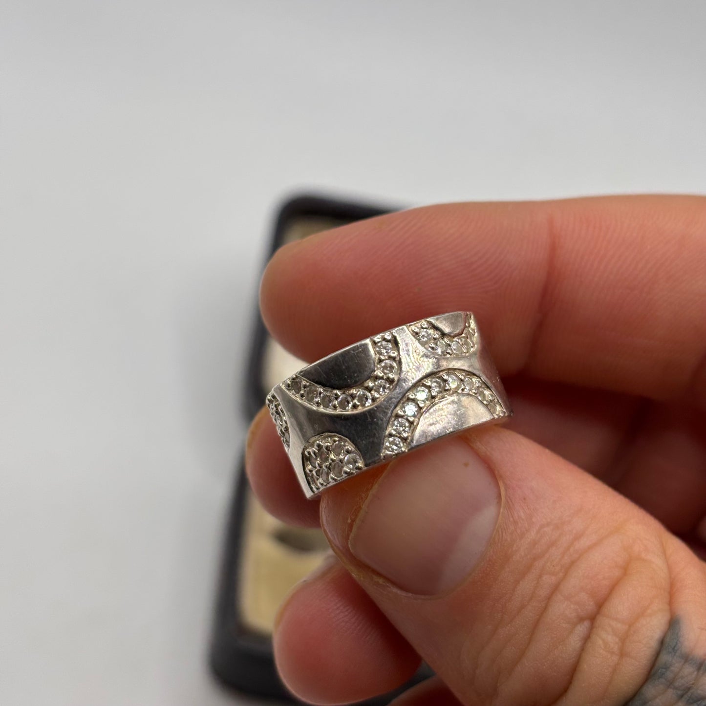 Silver Heavy Quartz Band Ring