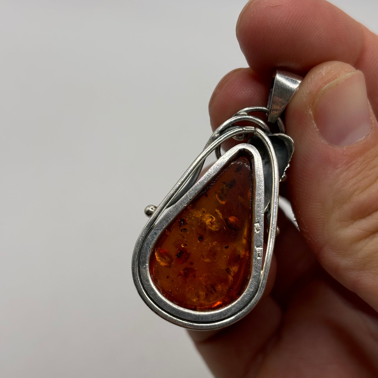Silver Amber Pendant