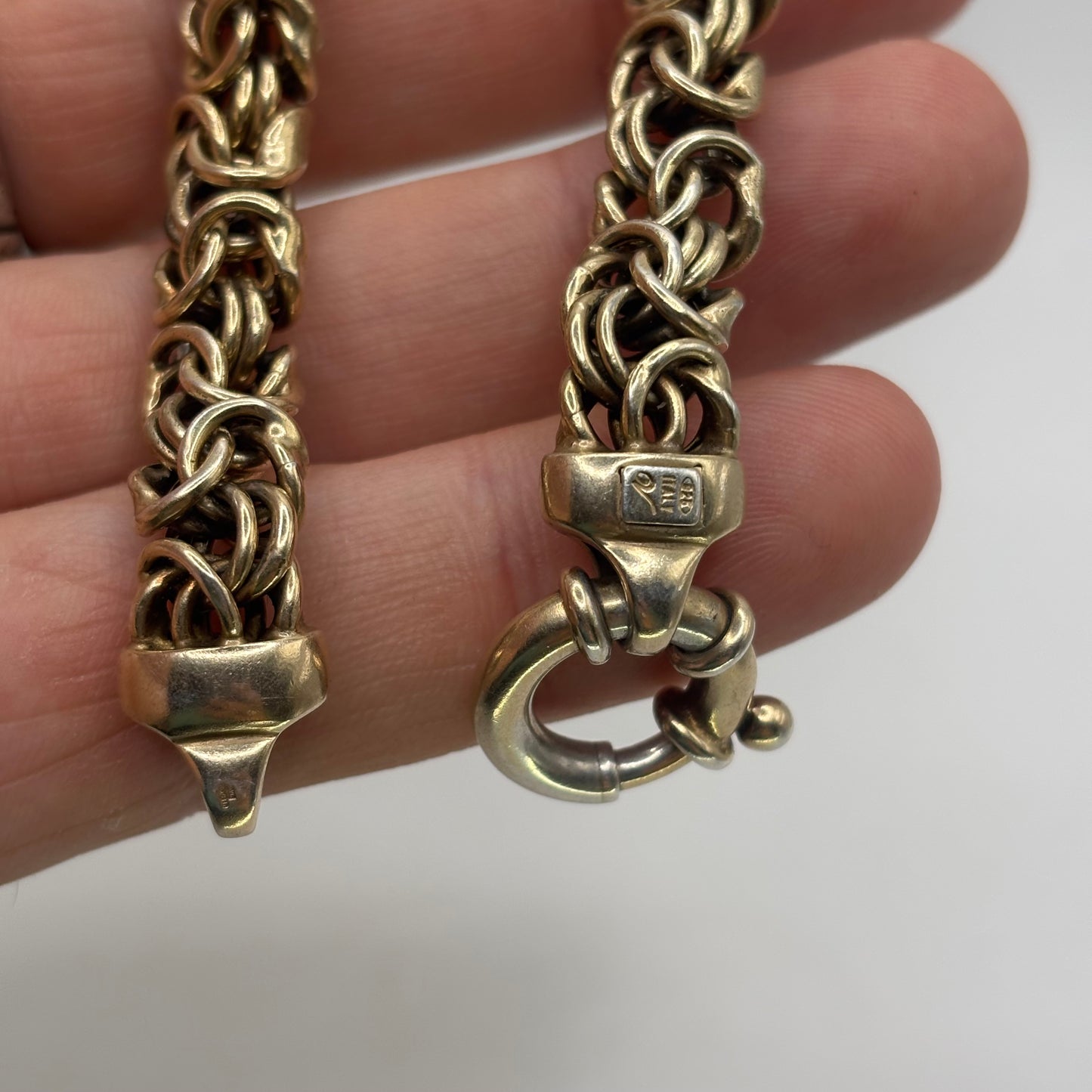 7.5” Gold On Silver Byzantine Bracelet