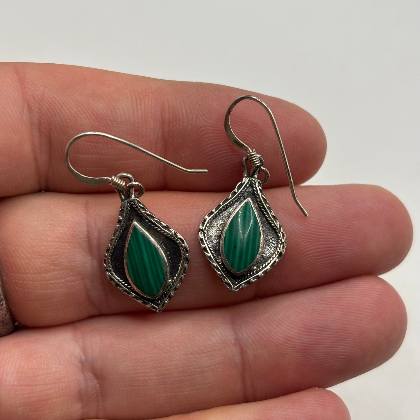 Silver Malachite Earrings
