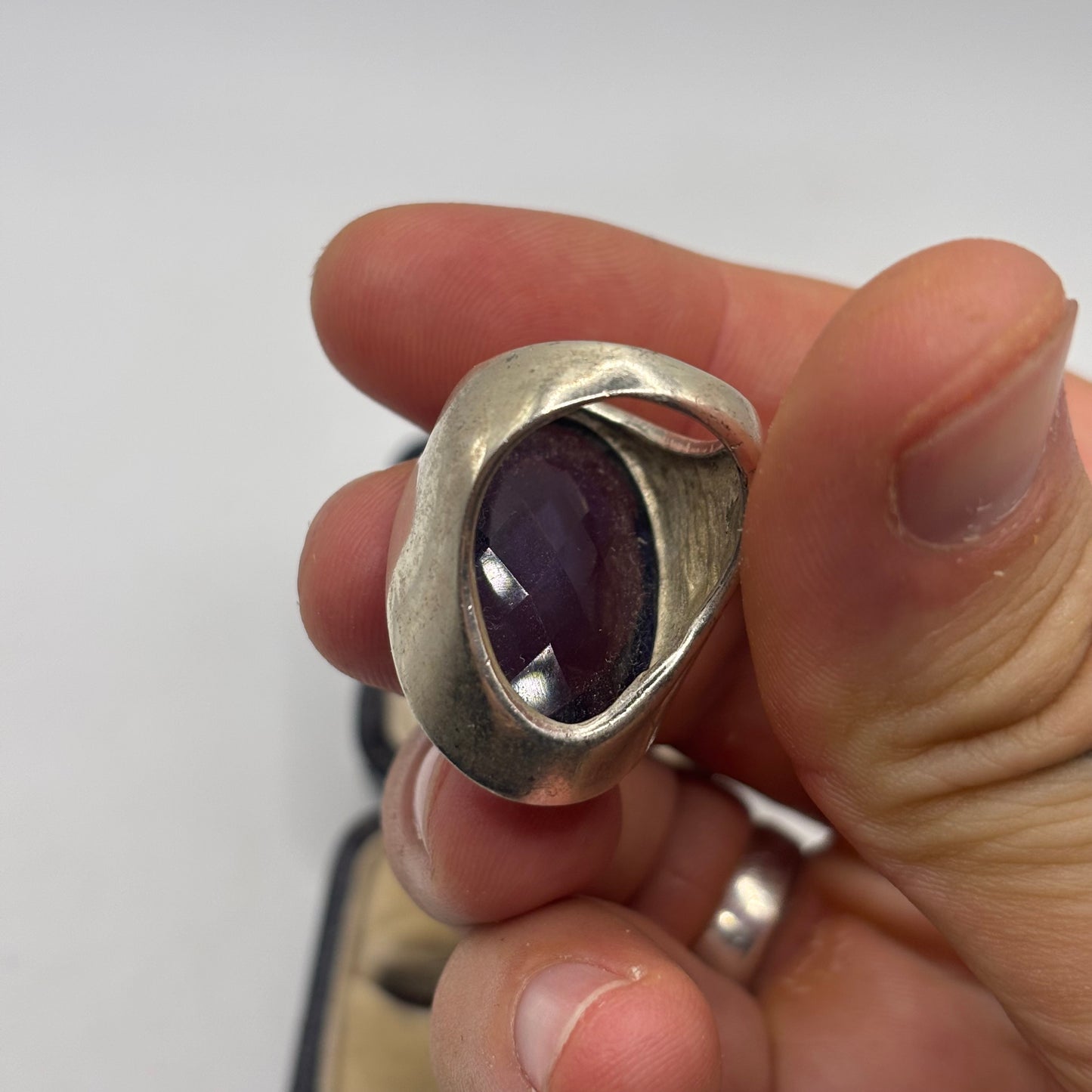 Silver Amethyst Faceted Ring