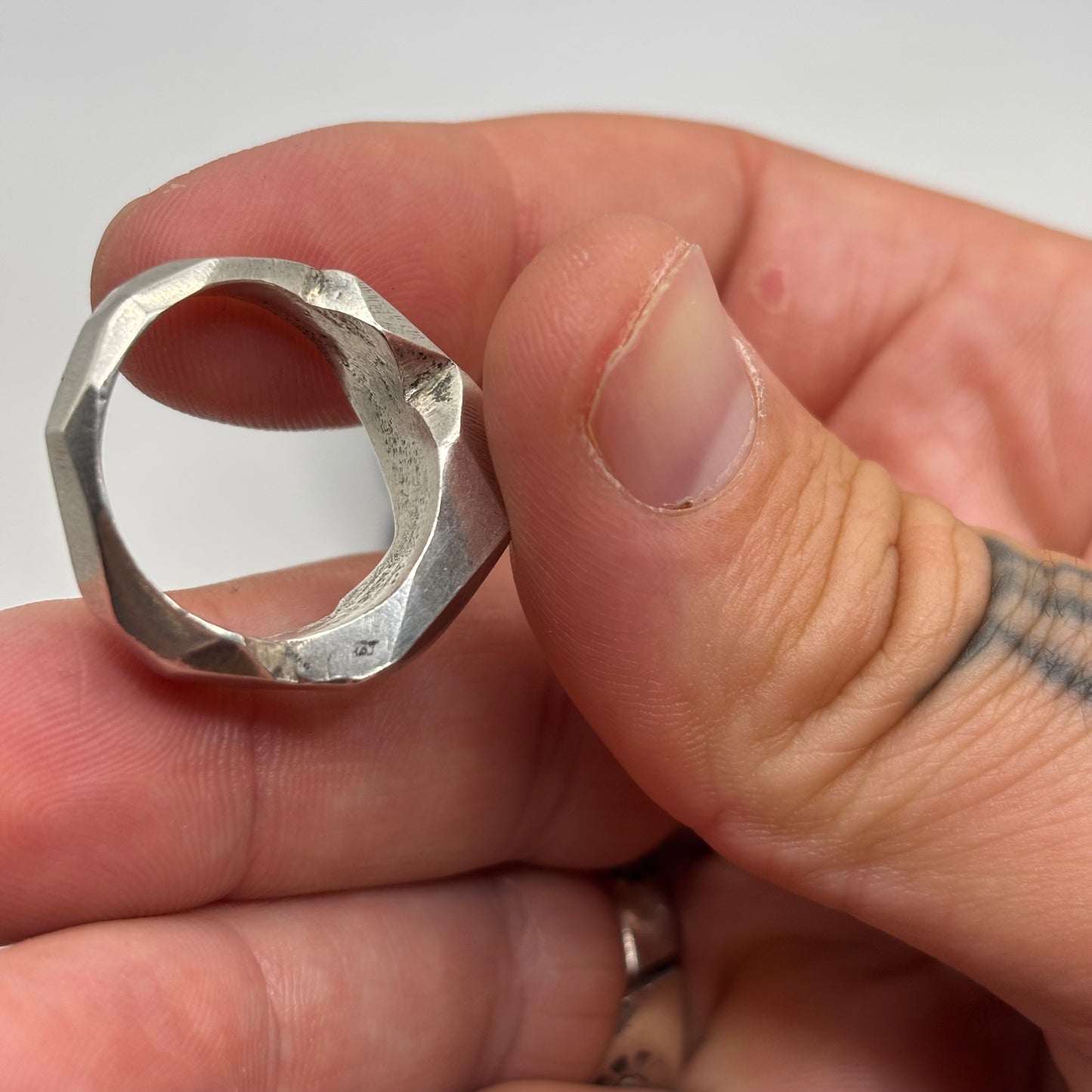 Silver Heavy Abstract Ring (R)