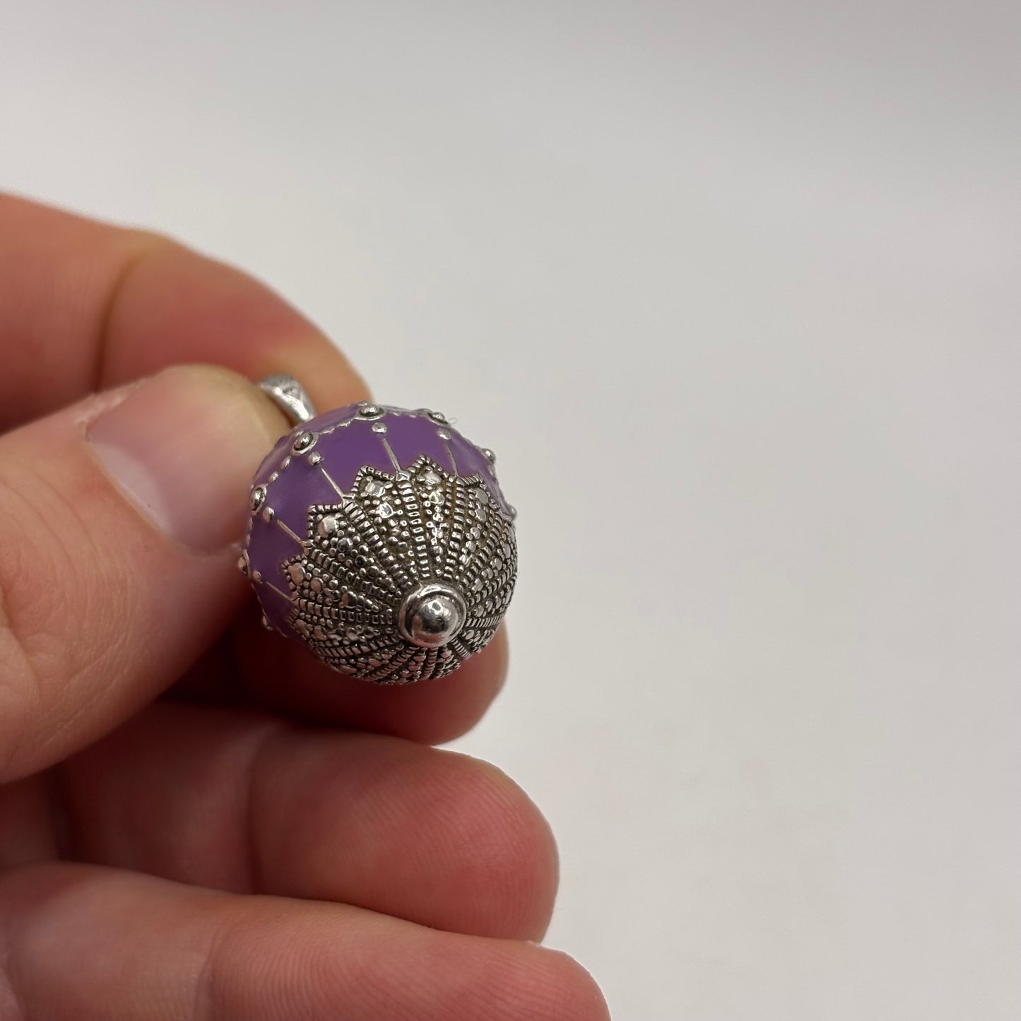 Silver Enamel Egg Pendant