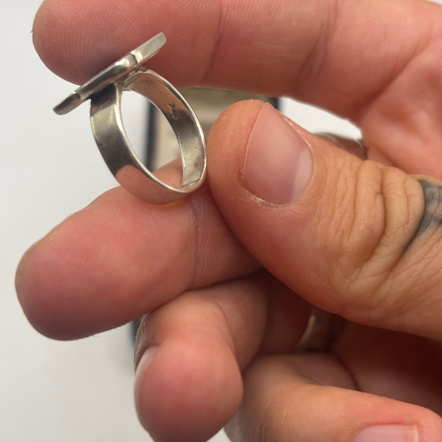 Silver Turquoise Abstract Ring